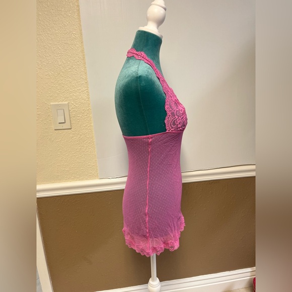 Vintage Victoria’s Secret Teddy‎ M bubblegum Pink Sheer Lace Babydoll Lingerie - Picture 7 of 11